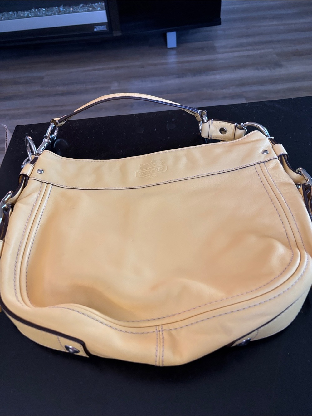 Coach Yellow Pebbled Leather Shoulder Bag